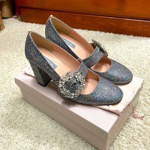Sarah Jessica Parker SJP Celine Scintillate Ornament Block Heel Mary Jane